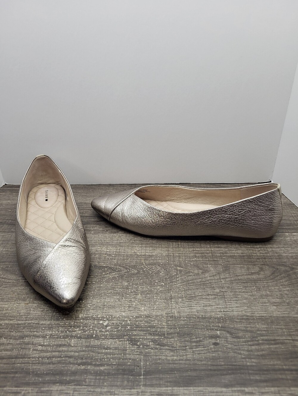 Birdies The Goldfinch Champagne Gold Metallic Leather Pointed Flats Shoes Sz 9.5